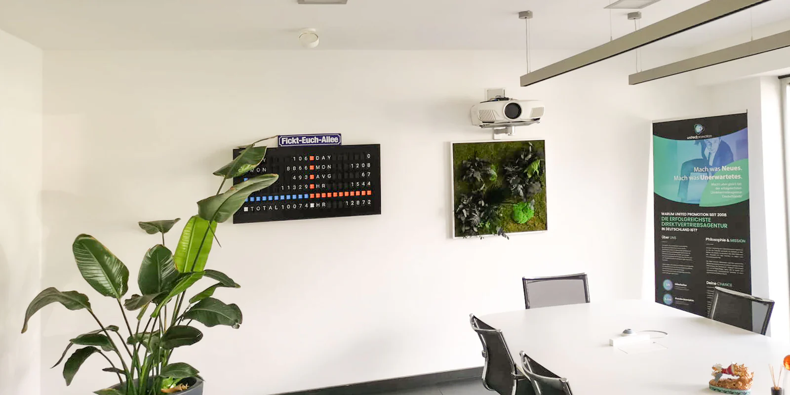 Vorher Bild einer leeren Büro Wand